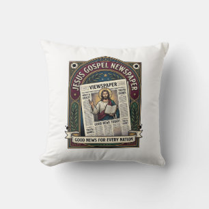 Jesus Gospel Newspaper Jesus Newspaper Christian F Cushion