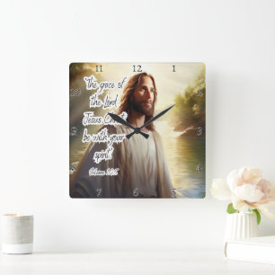 Jesus: Grace, Spirit, Philemon  Square Wall Clock