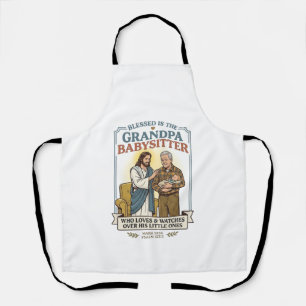 Jesus Grandparents Babysitting Humor Shirt Faith B Apron
