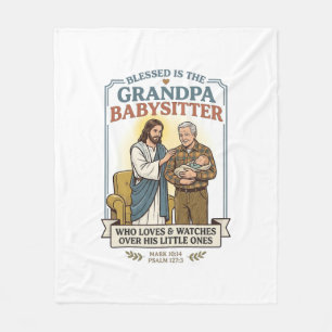 Jesus Grandparents Babysitting Humour Shirt Faith Fleece Blanket