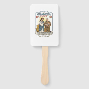 Jesus Grandparents Babysitting Humour Shirt Faith Hand Fan