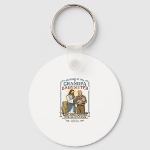 Jesus Grandparents Babysitting Humour Shirt Faith  Key Ring