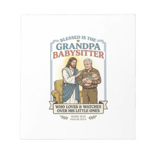 Jesus Grandparents Babysitting Humour Shirt Faith  Notepad