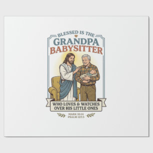 Jesus Grandparents Babysitting Humour Shirt Faith  Wrapping Paper