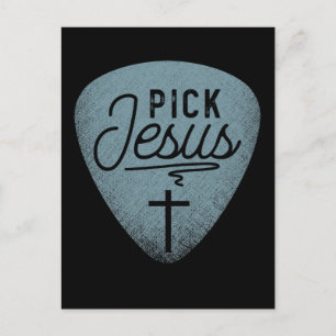 Jesus Guitar Pick Music Religious Guitar Player Postcard