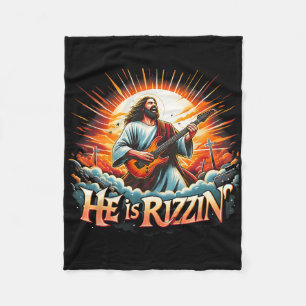Jesus Guitarist He Is Rizzin Happy Easter Day Funn Fleece Blanket