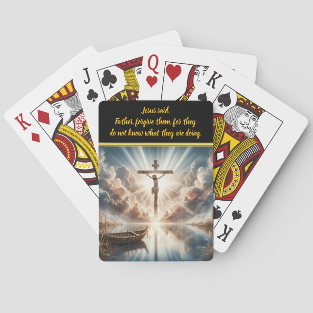 Jesus Hanging Over Still Reflective Waters Playing Cards (Back)