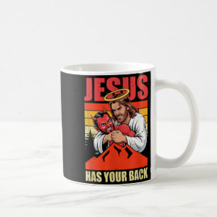 Jesus Has Back Jiu Jitsu Retro Christian MMA Coffee Mug