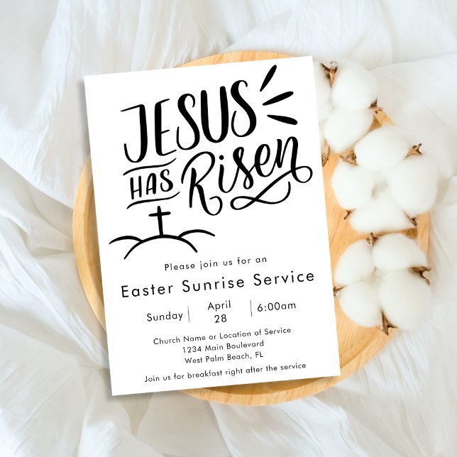 Jesus Has Risen Art Church Easter Sunrise Service Invitation (Creator Uploaded)