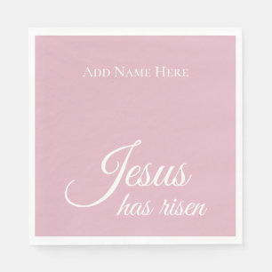 Jesus Has Risen Custom Text Pink Christian Easter Napkin