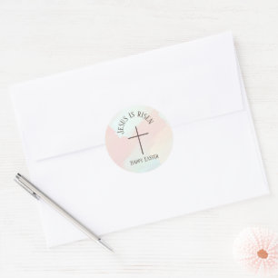 Jesus Has Risen Easter Pastel Brushstrokes Classic Round Sticker