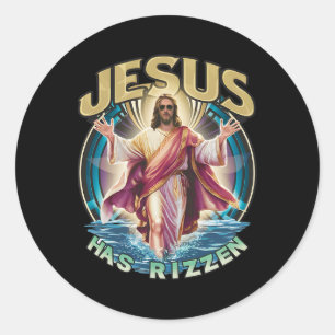 Jesus Has Rizzen Easter Sunday Wear Design Funny F Classic Round Sticker