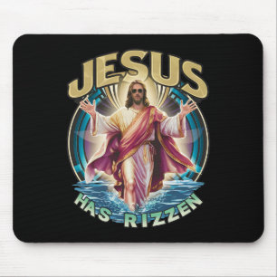 Jesus Has Rizzen Easter Sunday Wear Design Funny F Mouse Mat