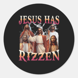 Jesus Has Rizzen Funny Christian Meme Novelty Jesu Classic Round Sticker