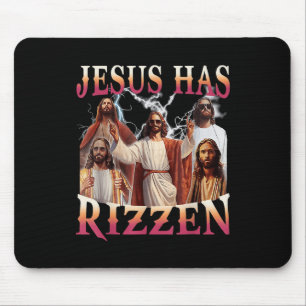 Jesus Has Rizzen Funny Christian Meme Novelty Jesu Mouse Mat