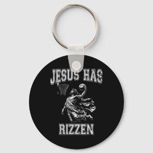 Jesus Has Rizzen Vintage 90s Funny Jesus Playing B Key Ring