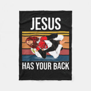 Jesus Has Your Back Brazilian Jiu Jitsu Christian Fleece Blanket