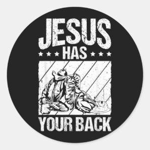 Jesus HAS YOUR BACK Brazilian Jiu-Jitsu Jesus Classic Round Sticker