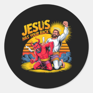 Jesus has Your Back Christian Faith Classic Round Sticker