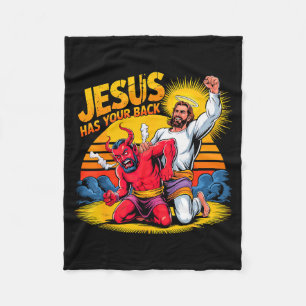 Jesus Has Your Back Christian Faith Fleece Blanket