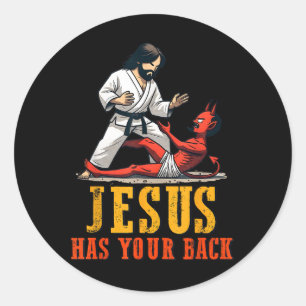 Jesus Has Your Back Funny Christian Jiu-jitsu  Classic Round Sticker
