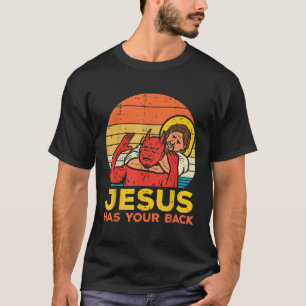 Jesus Has Your Back Jiu Jitsu Retro Christian Men T-Shirt