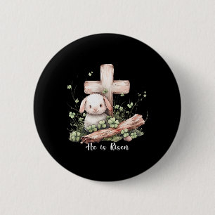 Jesus He Is Risen Cross Lamb Thorn Crown Easter  6 Cm Round Badge