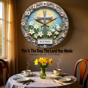Jesus He Is Risen Garden Large Clock