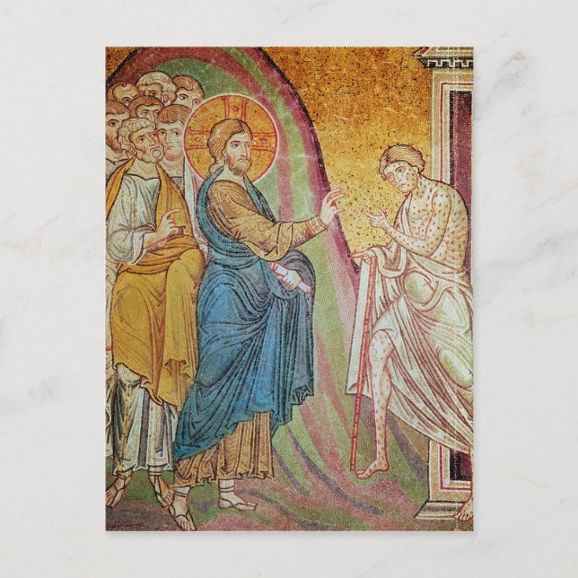 Jesus healing a leper postcard (Front)