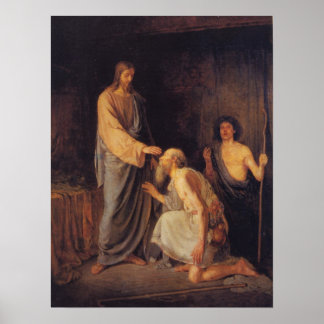 Jesus healing the Blind Poster