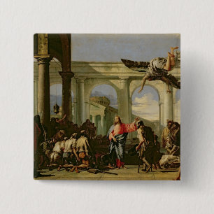 Jesus Healing the Paralytic at the Pool 15 Cm Square Badge