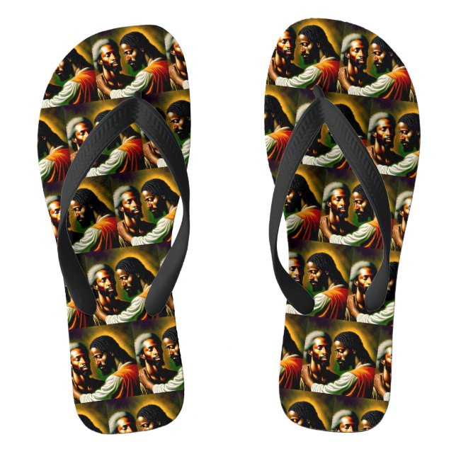 Jesus Heals a Blind Man II Flip Flops (Footbed)