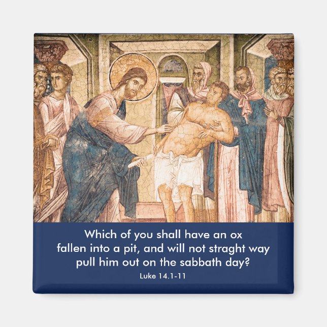Jesus Heals MAn with Dropsy - Magnet (Front)