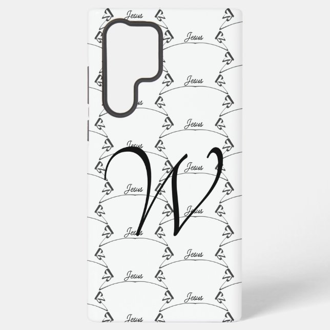 Jesus Heart Inscription With Your Initial  Samsung Galaxy S22 Ultra Case (Back)