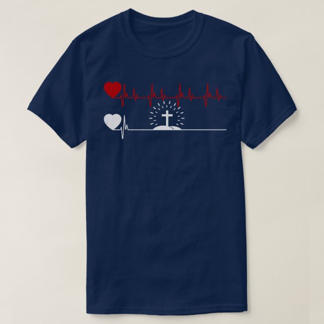 Jesus Heartbeat Heartbeat EKG My Heart Beats for J T-Shirt (Design Front)