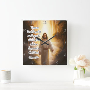 Jesus: Heavenly Call, Divine Prize Square Wall Clock