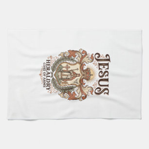 Jesus Heraldry Coat Of Arms Jesus Heraldry Coat Ar Tea Towel
