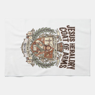 Jesus Heraldry Coat Of Arms Jesus Heraldry Coat Ar Tea Towel
