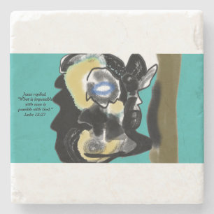 jesus here  stone coaster