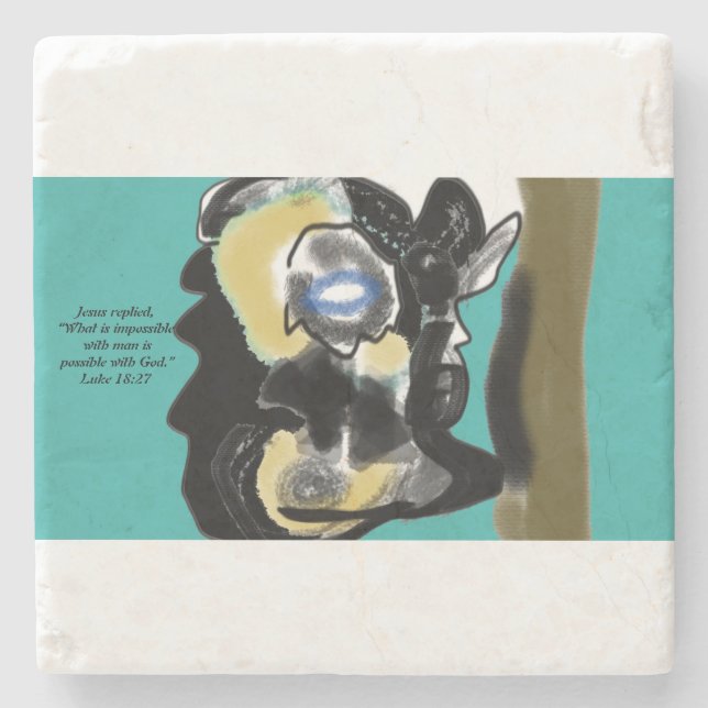 jesus here  stone coaster (Front)