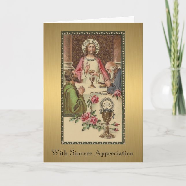 Jesus High Priest at the Last Supper Catholic Card (Front)