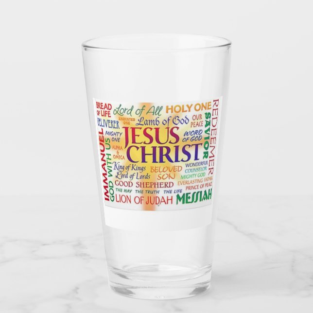 JESUS - HIS many names Glass (Front)