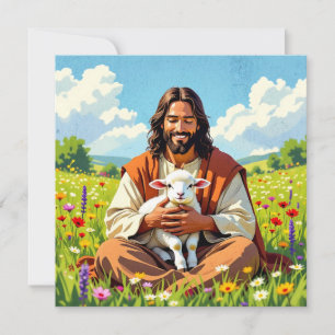 Jesus holding a Lamb Religious Christian