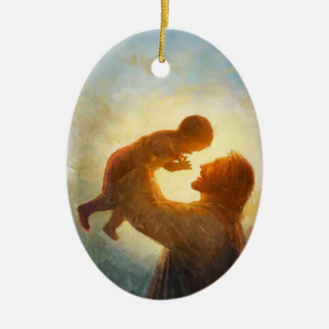 Jesus holding baby ornament (Front)