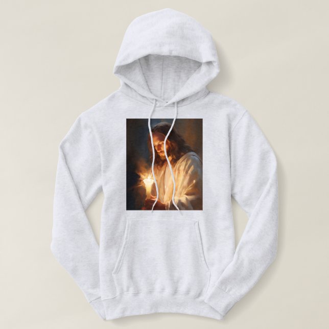 Jesus Holding Candle Hoodie (Design Front)