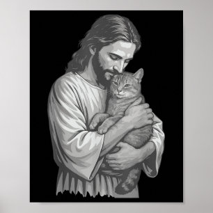Jesus Holding Cat  Poster