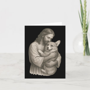 Jesus Holding Corgi Card