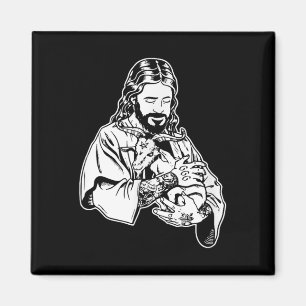 Jesus Holding Goat Baphomet Occult Satanic Tattooe Magnet