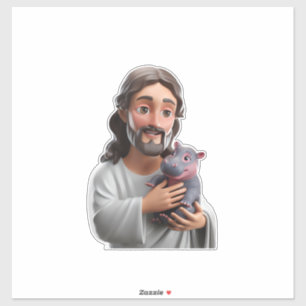 Jesus Holding Moo Deng_ Art Blending Whimsy Faith