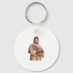 Jesus Holding Moo Deng Tank Top Key Ring